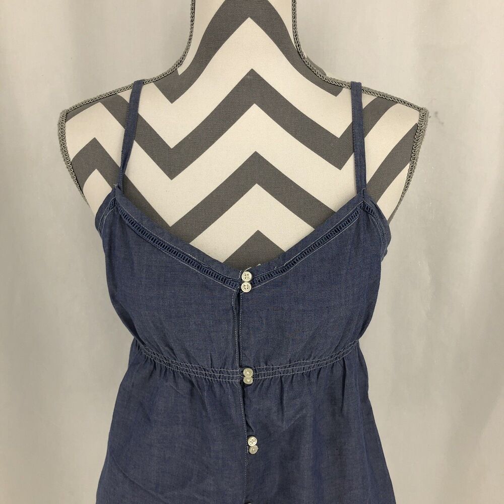 GAP Button Front Chambray Spaghetti Strap Flared Shirt 6